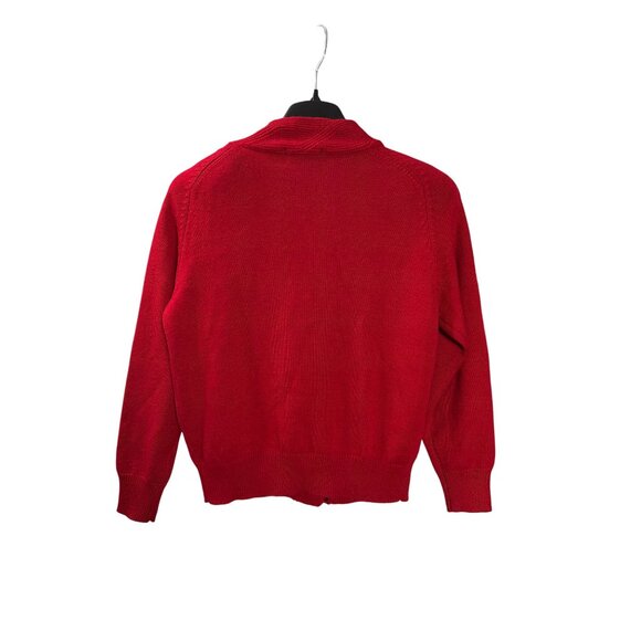 Braemar Petites By Jeremy Scott Red Acrylic Wool Blend Cardigan M Shoulder Pads - Picture 4 of 6